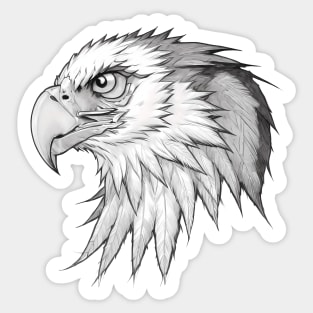 Ink and Feathers: Legendary Eagle's Grayscale Portrait Sticker